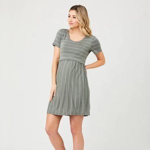 Ripe Crop Top Short Sleeve Maternity & Nursing Dress - Olive Size Medium